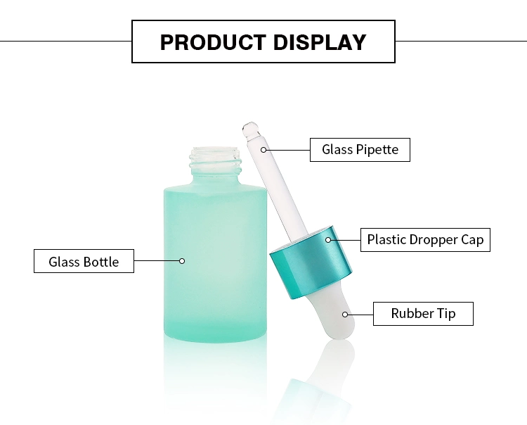 Luxury Cosmetics Packaging Container Glass Bottles 50ml 30ml Flat Shoulder Frosted Serum Essential Oil Dropper Bottle