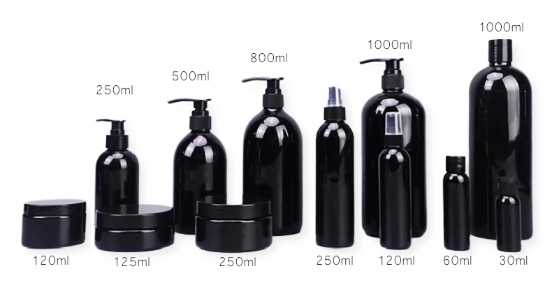 Black Series High Quality OEM Design Cosmetic Lotion Shampoo Skincare Plastic Bottle