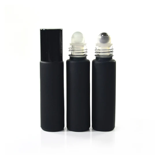 4ml 6ml 8ml 10ml Frosted Matte Black Perfume Essential Oil Glass Roll on Bottle with Aluminum Cap and Roller Ball