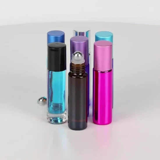 Free Sample Empty Round Octagonal Clear Perfume Glass Roller Bottle 3ml 6ml 10ml Roll on Bottle with Aluminum Cover