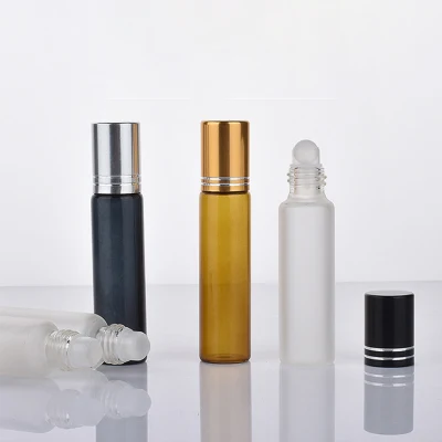 10ml Black Amber Frosted Borosilicate Glass Essential Oil Bottle with Roller Ball