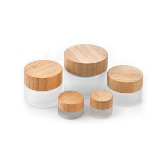 20ml 50ml 100ml Clear Glass Cream Jar with Bamboo Wood Cap