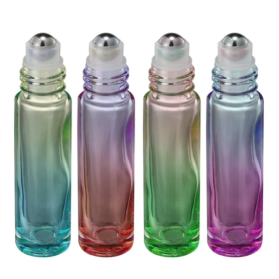 Luxury Mini Round Empty Oil Perfume Roll on Bottle Glass Roller Ball Clear Frosted Bottle 10ml with Stainless Steel Bead